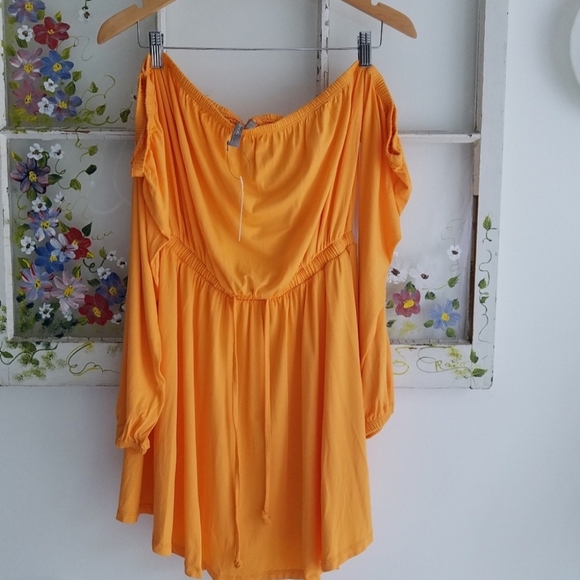 NWT ASOS Bardot Long Sleeve Skater Dress Citrus Orange Size 10 - Picture 1 of 8